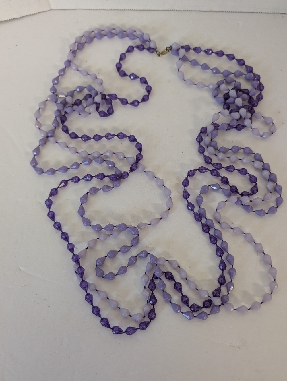 VINTAGE NecklacPurple Hippie Beads 24 Inch Long Necklace Jewelry 3 Strands